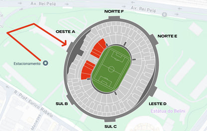 Mapa Maracanã – setores Flamengo
